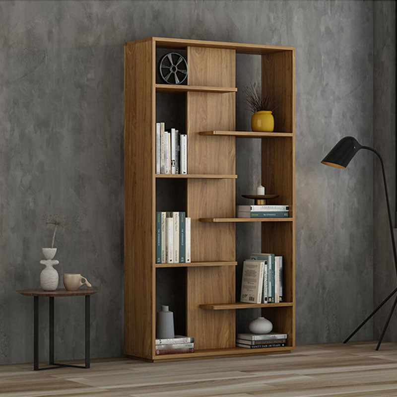 Contemporary Open Back Standard Bookshelf Wood Bookcase with Shelves