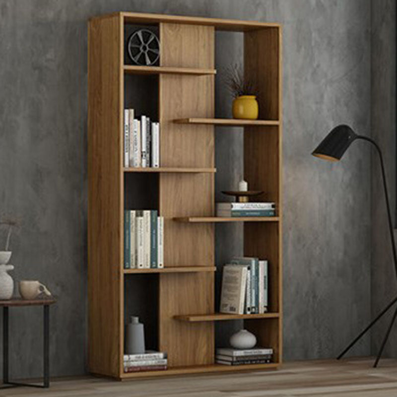 Contemporary Open Back Standard Bookshelf Wood Bookcase with Shelves