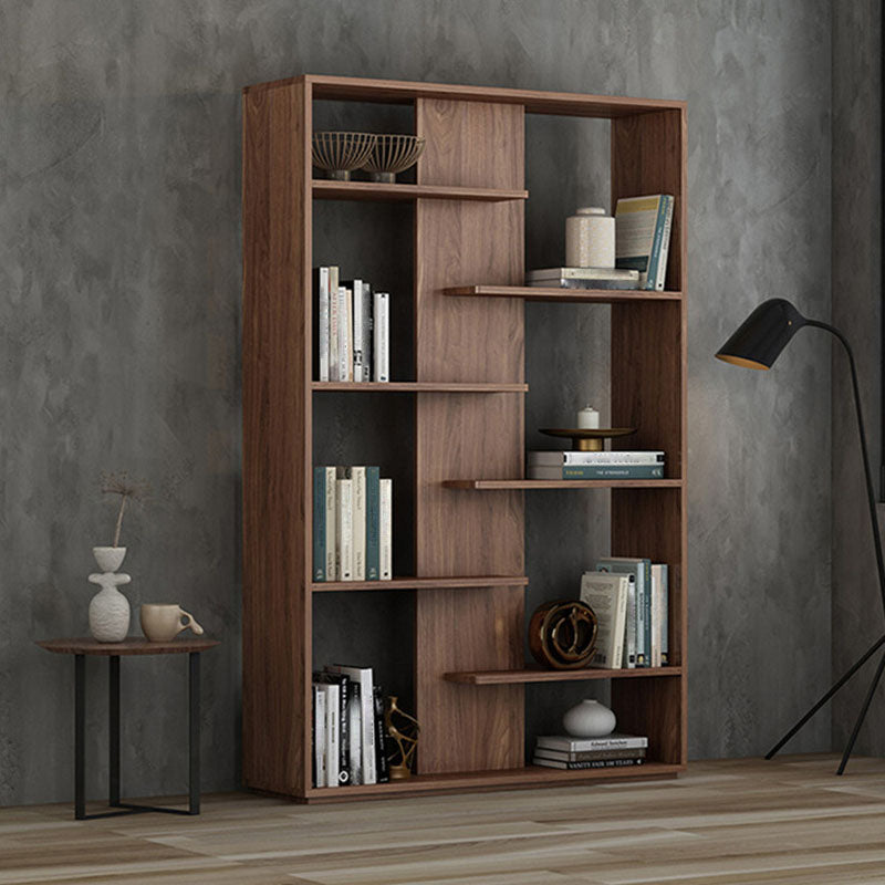 Contemporary Open Back Standard Bookshelf Wood Bookcase with Shelves