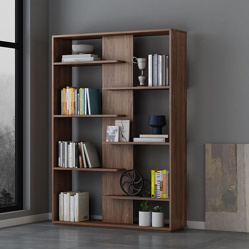 Contemporary Open Back Standard Bookshelf Wood Bookcase with Shelves