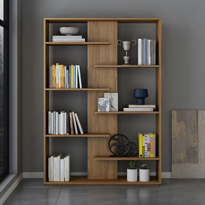 Contemporary Open Back Standard Bookshelf Wood Bookcase with Shelves