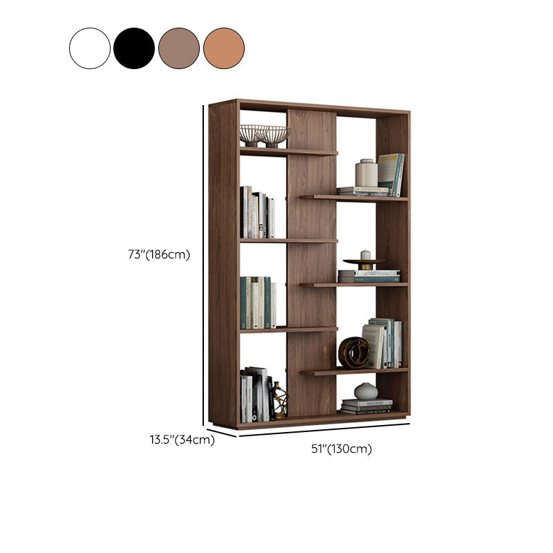 Contemporary Open Back Standard Bookshelf Wood Bookcase with Shelves