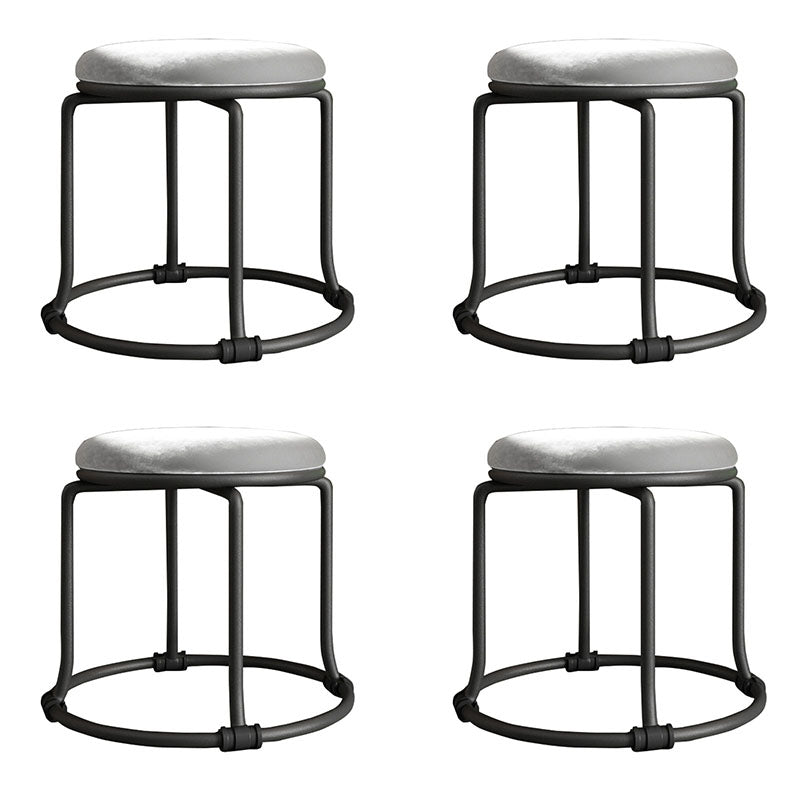 Glam Ottoman Velvet Fade Resistant Solid Color Round Ottoman with Metal Legs