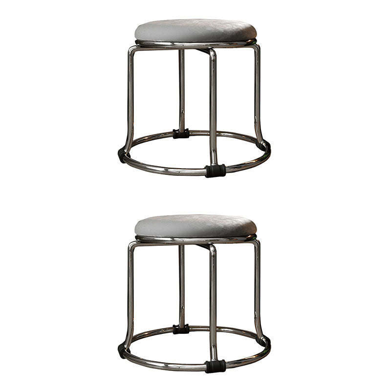 Glam Ottoman Velvet Fade Resistant Solid Color Round Ottoman with Metal Legs