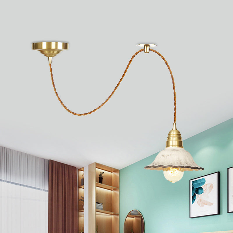 Keramiek geschulpte hangende verlichting traditionele 1 lichte woonkamer plafond hanger lamp in goud