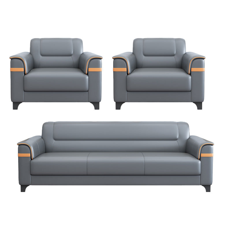 32" Wide Contemporary Sofa Leather Gray Seating for Living Room