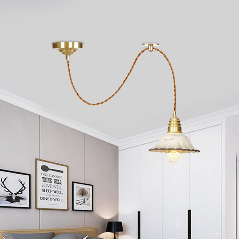 Keramik mit überbrochenem hängenden Beleuchtung traditionelle 1 leichte Wohnzimmer Deckenlampe in Gold
