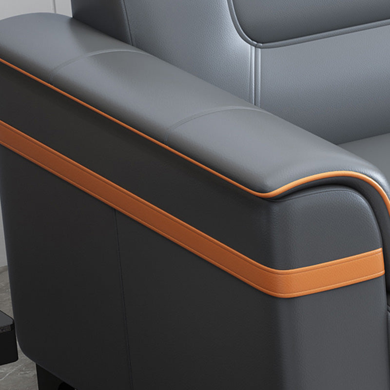 32" Wide Contemporary Sofa Leather Gray Seating for Living Room