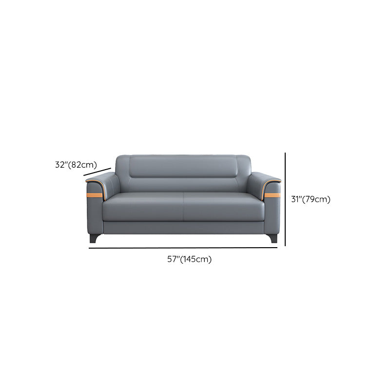 32" Wide Contemporary Sofa Leather Gray Seating for Living Room