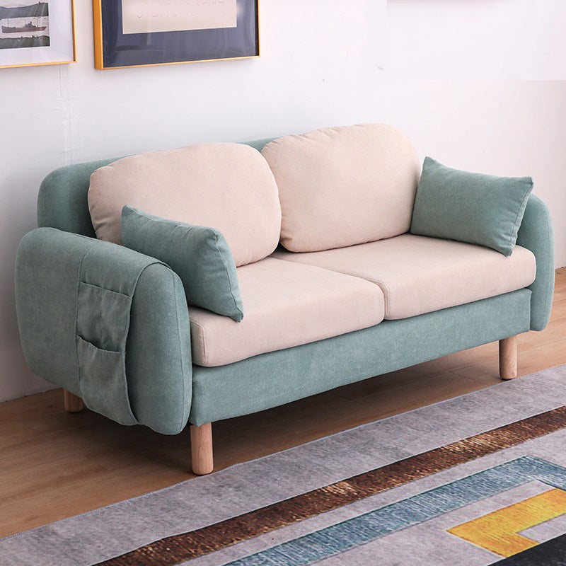 26" Wide Contemporary Sofa Fabric Pillows Stationary Seating with Storage