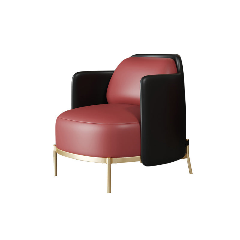 Contemporary Sewn Pillow Back 4 Legs Chair Upholstered Recessed Arms Chair