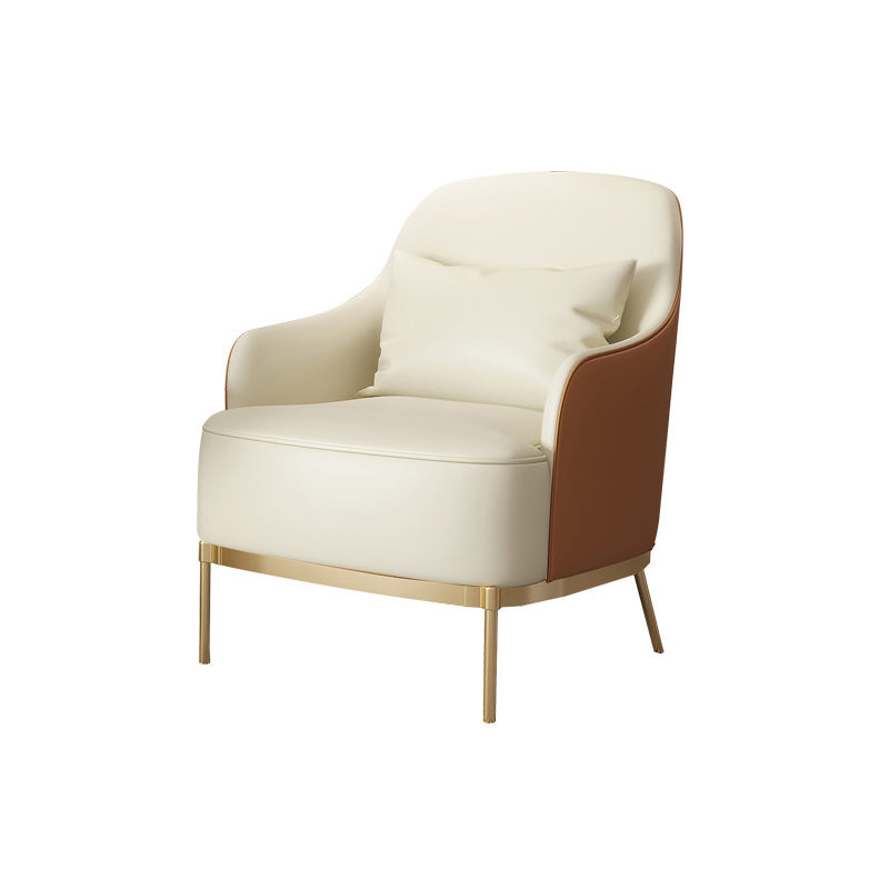 Transitional Sewn Pillow Back 4 Legs Chair Upholstered Recessed Arms Chair