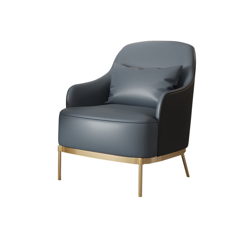 Transitional Sewn Pillow Back 4 Legs Chair Upholstered Recessed Arms Chair
