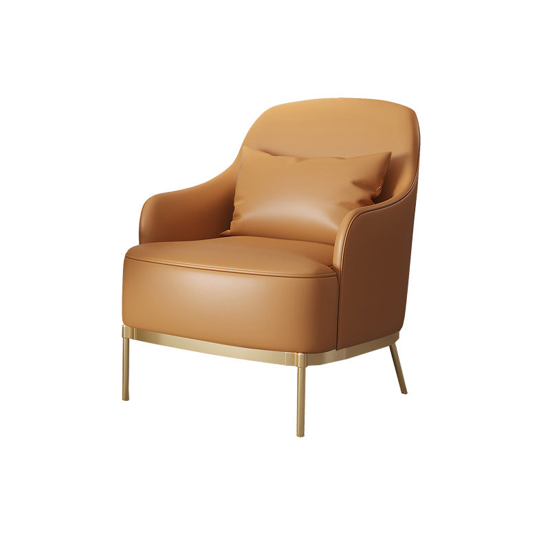 Transitional Sewn Pillow Back 4 Legs Chair Upholstered Recessed Arms Chair