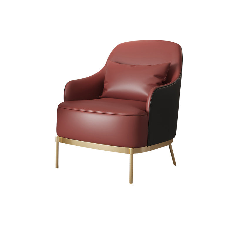 Transitional Sewn Pillow Back 4 Legs Chair Upholstered Recessed Arms Chair