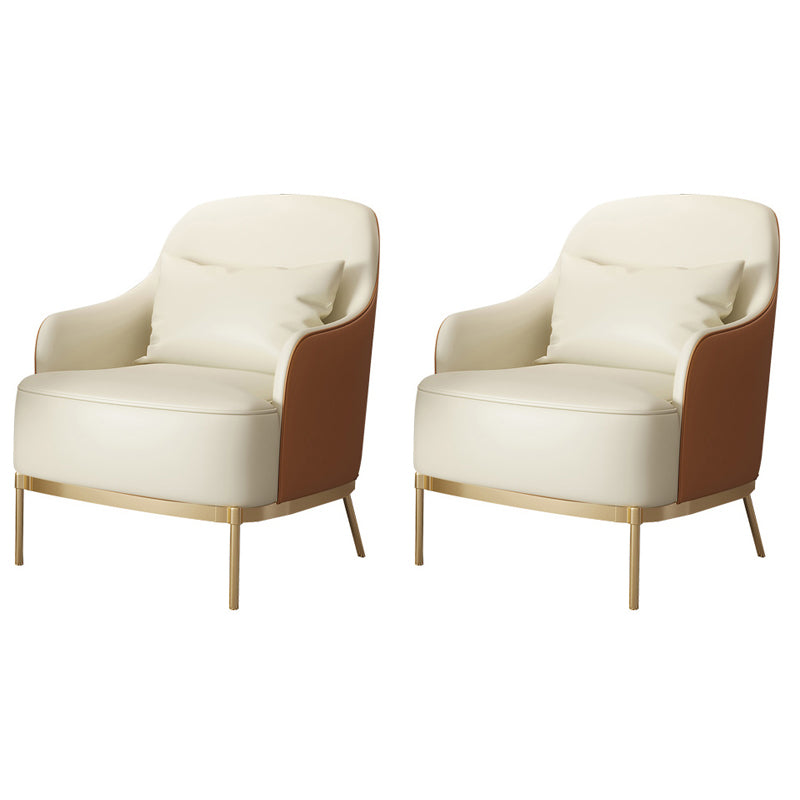 Transitional Sewn Pillow Back 4 Legs Chair Upholstered Recessed Arms Chair