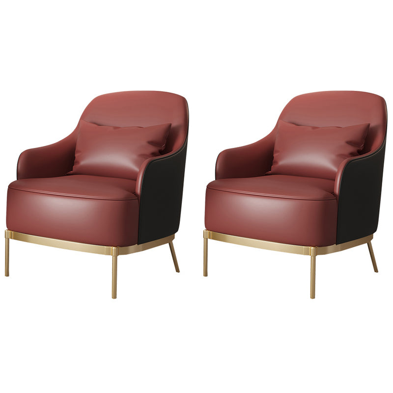 Transitional Sewn Pillow Back 4 Legs Chair Upholstered Recessed Arms Chair