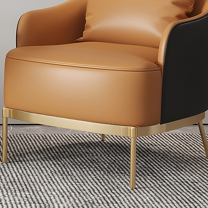 Transitional Sewn Pillow Back 4 Legs Chair Upholstered Recessed Arms Chair