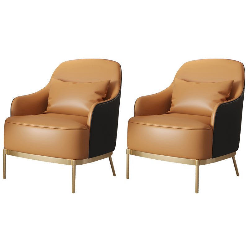 Transitional Sewn Pillow Back 4 Legs Chair Upholstered Recessed Arms Chair