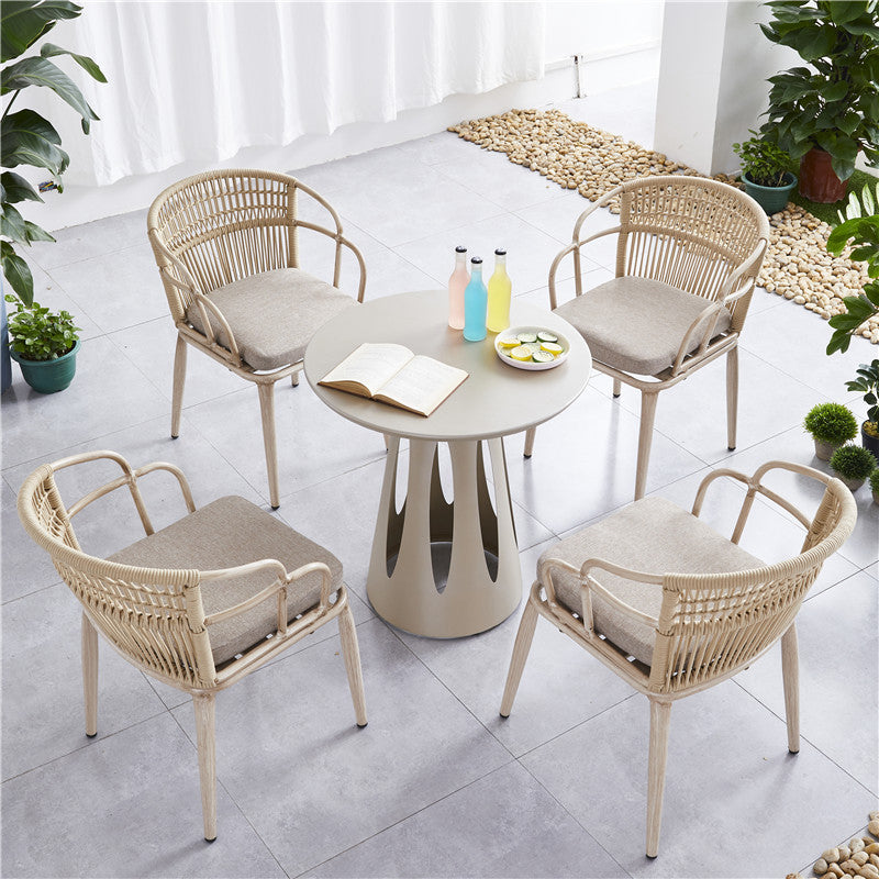Tropical with Arm Outdoor Chair Upholstered Patio Dining Armchair