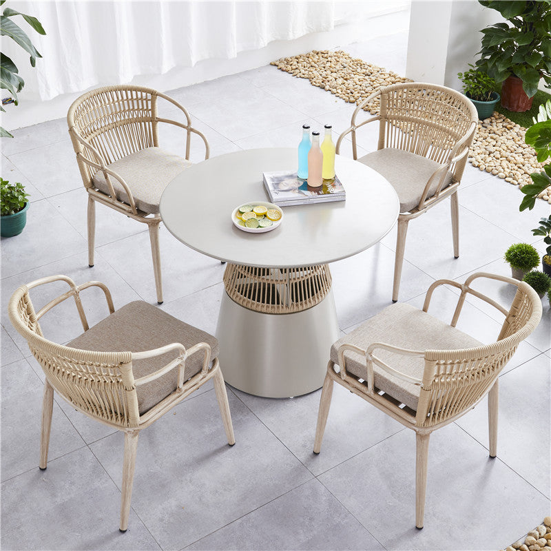 Tropical with Arm Outdoor Chair Upholstered Patio Dining Armchair