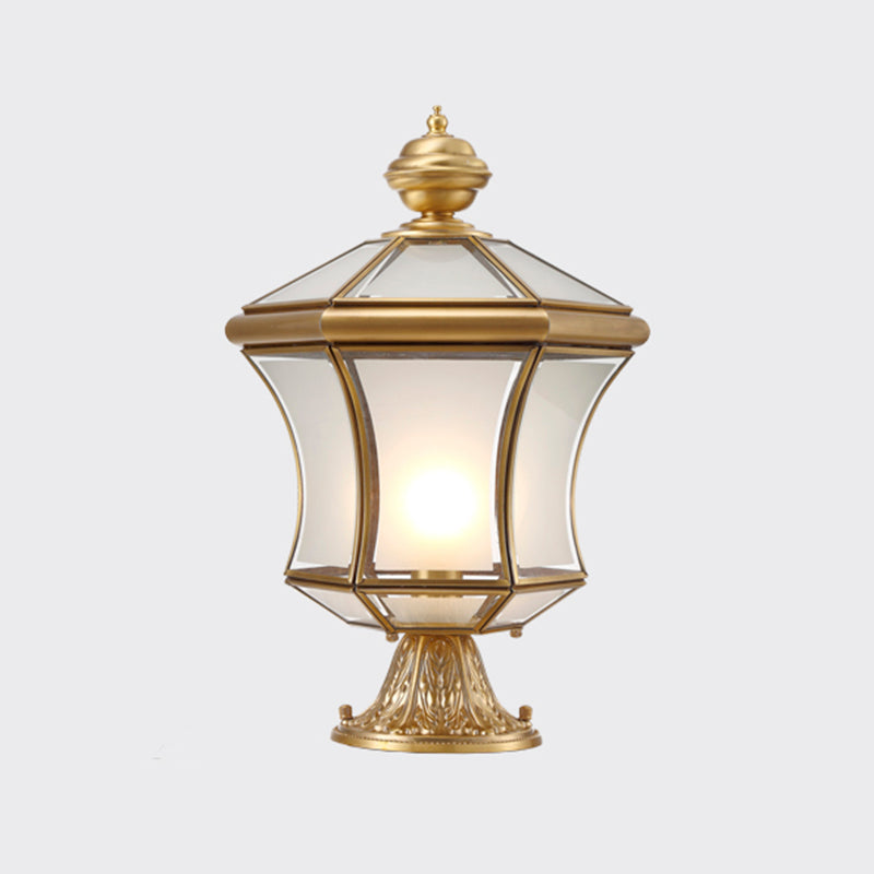 Modern Simple Copper Outdoor Light Lantern Shape Waterproof Pillar Lamp for Outdoor