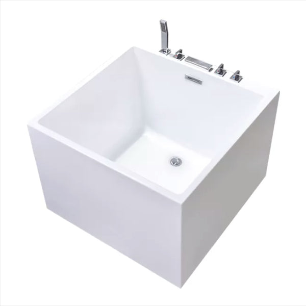 Back to Wall Rectangular Bath Antique Finish Soaking Modern Bath Tub