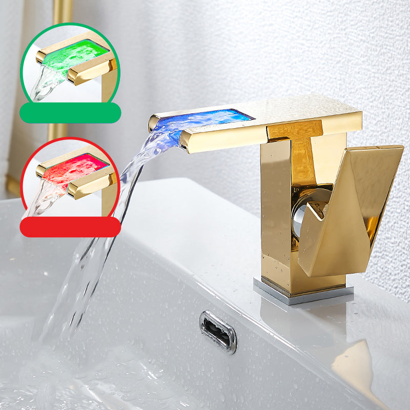 Modern LED Faucet Deck Mounted Waterfall Golden Bathroom Faucet