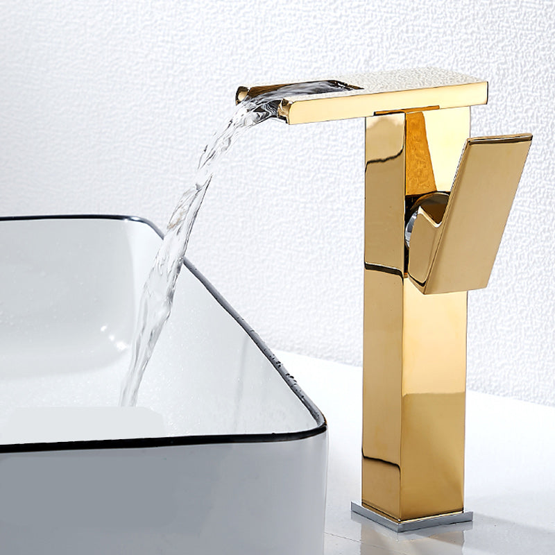 Modern LED Faucet Deck Mounted Waterfall Golden Bathroom Faucet