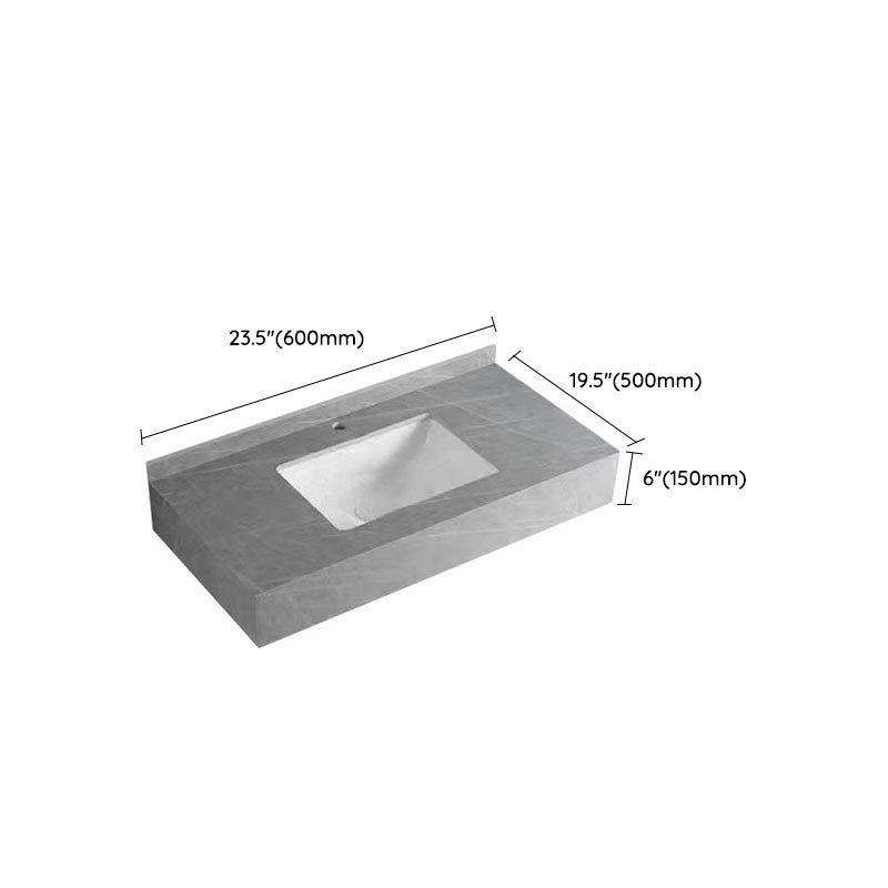 Contemporary Bathroom Sink with Pop-Up Drain Grey Rectangular Wall Mount Bathroom Sink