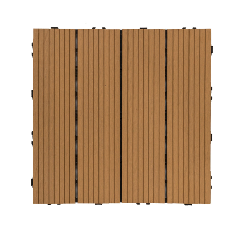 Tradition Rectangle Wood Tile Wire Brushed Brown Engineered Wood for Patio Garden