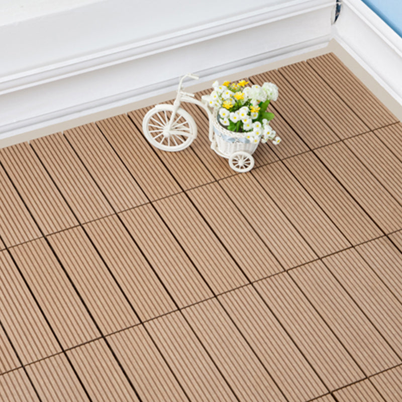 Tradition Rectangle Wood Tile Wire Brushed Brown Engineered Wood for Patio Garden