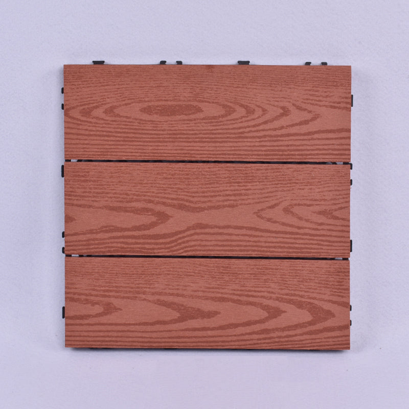 Tradition Rectangle Wood Tile Wire Brushed Brown Engineered Wood for Patio Garden