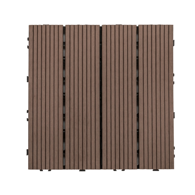 Tradition Rectangle Wood Tile Wire Brushed Brown Engineered Wood for Patio Garden