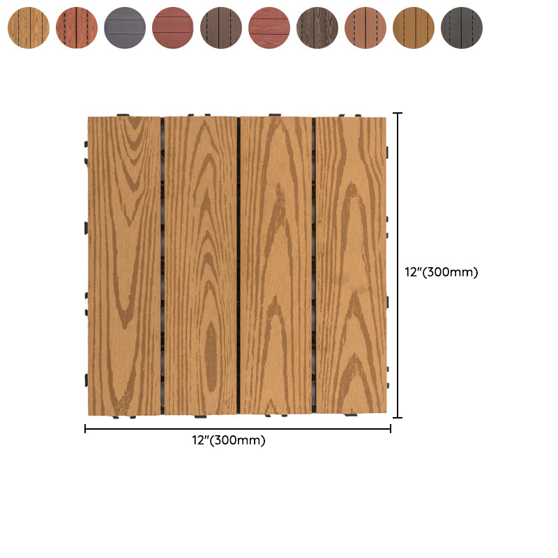 Tradition Rectangle Wood Tile Wire Brushed Brown Engineered Wood for Patio Garden