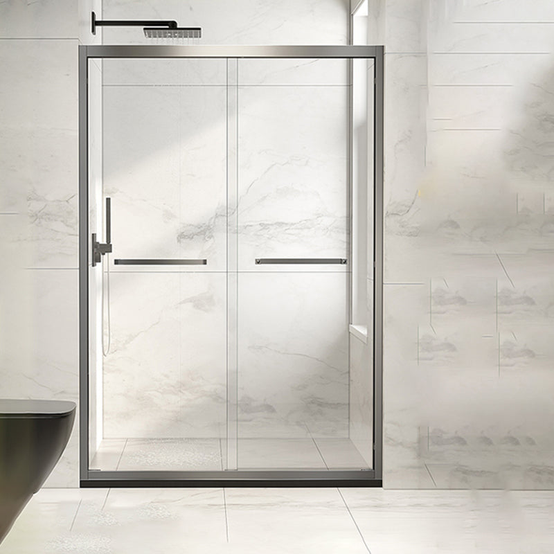 Single Sliding Semi-Frameless Shower Door Silver Clear Shower Doors