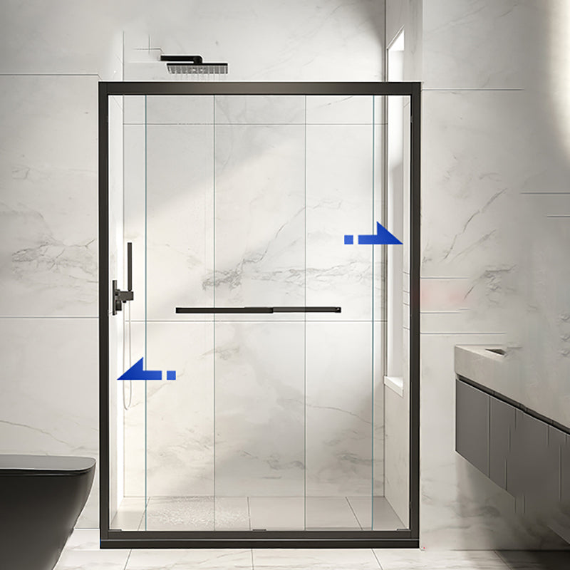 Single Sliding Semi-Frameless Shower Door Silver Clear Shower Doors