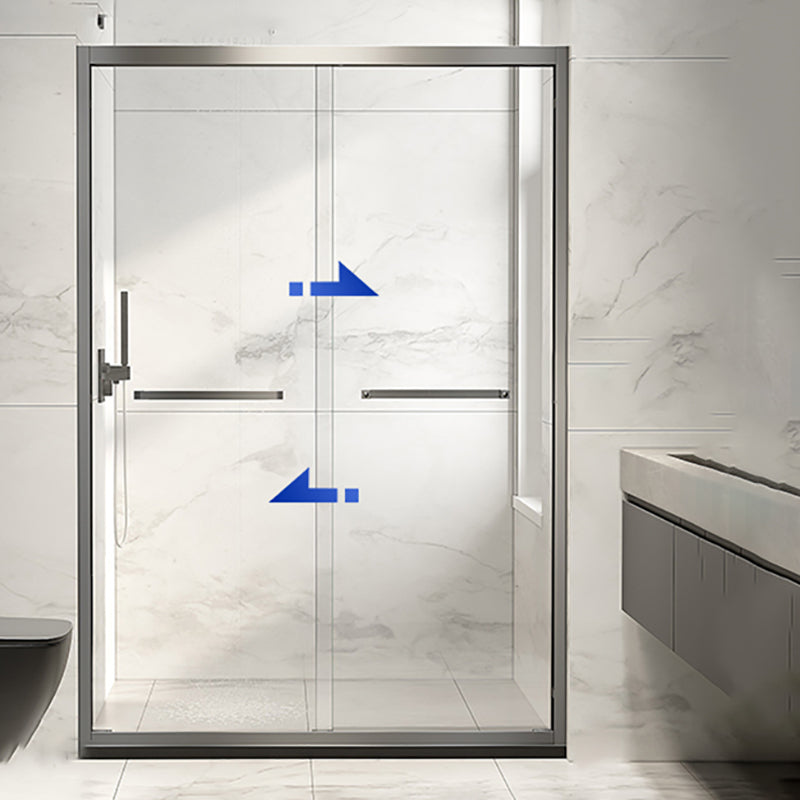 Single Sliding Semi-Frameless Shower Door Silver Clear Shower Doors