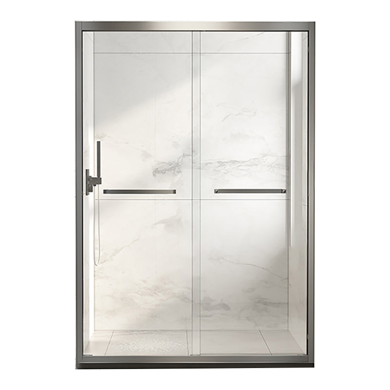 Single Sliding Semi-Frameless Shower Door Silver Clear Shower Doors