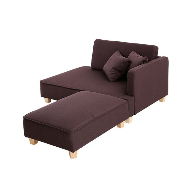Scandinavian Lazy Sofa Linen Blend TV Chair with Pillows and Ottoman