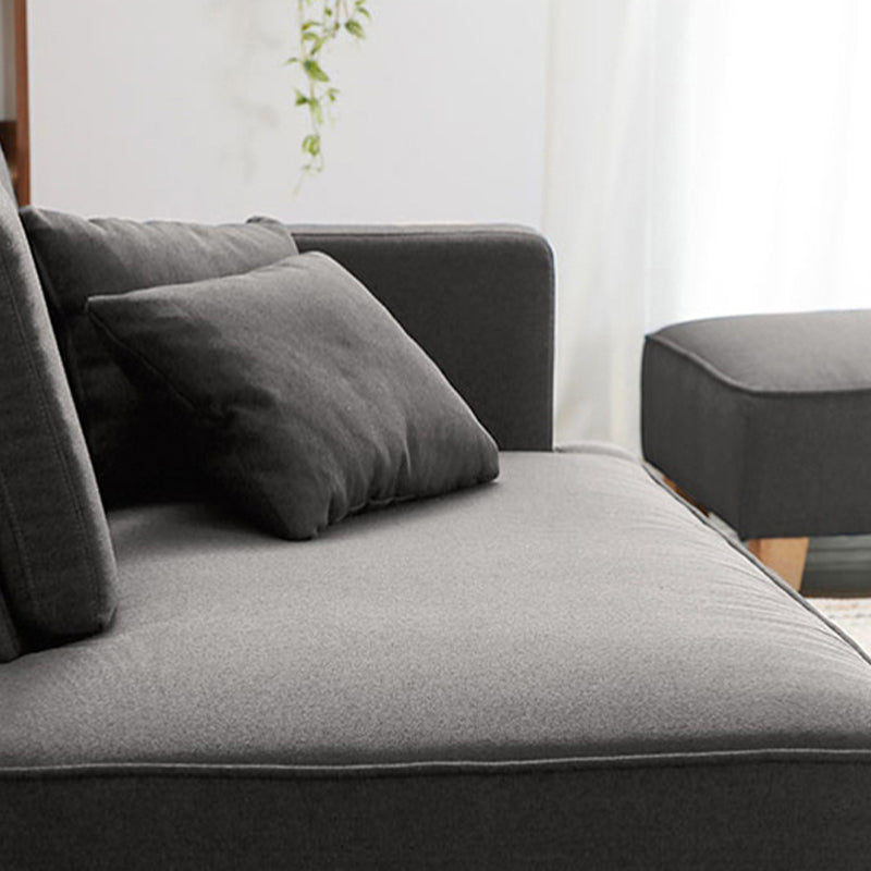 Scandinavian Lazy Sofa Linen Blend TV Chair with Pillows and Ottoman