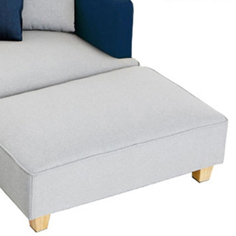 Scandinavian Lazy Sofa Linen Blend TV Chair with Pillows and Ottoman