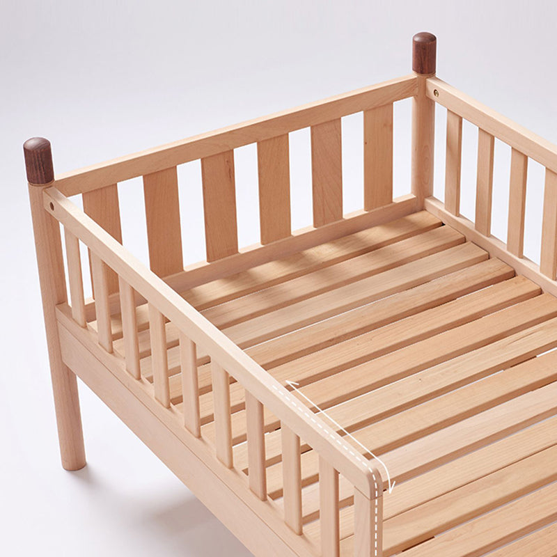 Minimalist Nursery Crib with Guardrail Washed Natural Wood with Mattress Nursery Bed