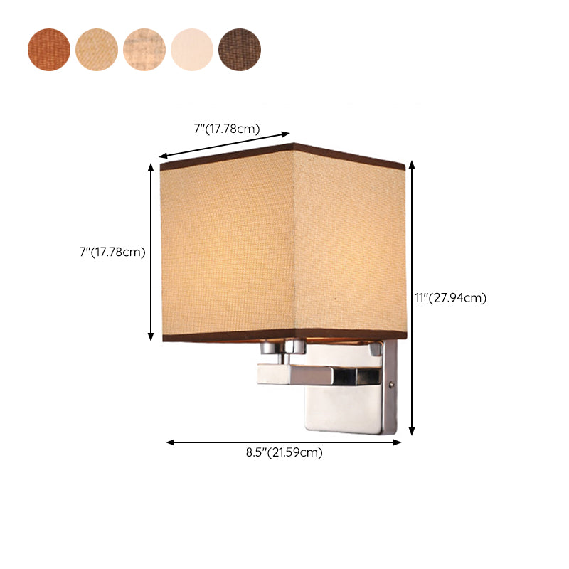 Modern Metal Wall Sconce Rectangle Shape Wall Light with Fabric Shade for Study