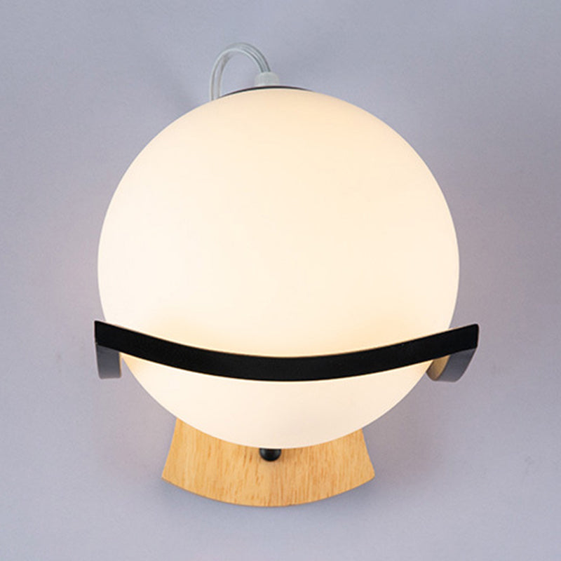 Modern Wall Sconce Metal Ball Shape Wall Light with Glass Shade for Living Room