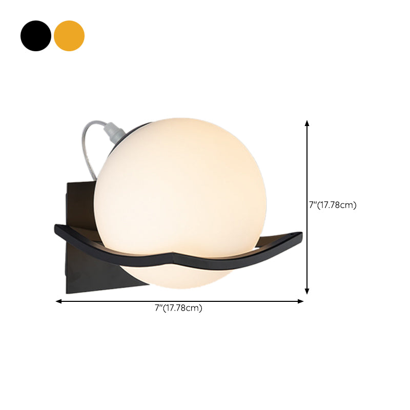 Modern Wall Sconce Metal Ball Shape Wall Light with Glass Shade for Living Room