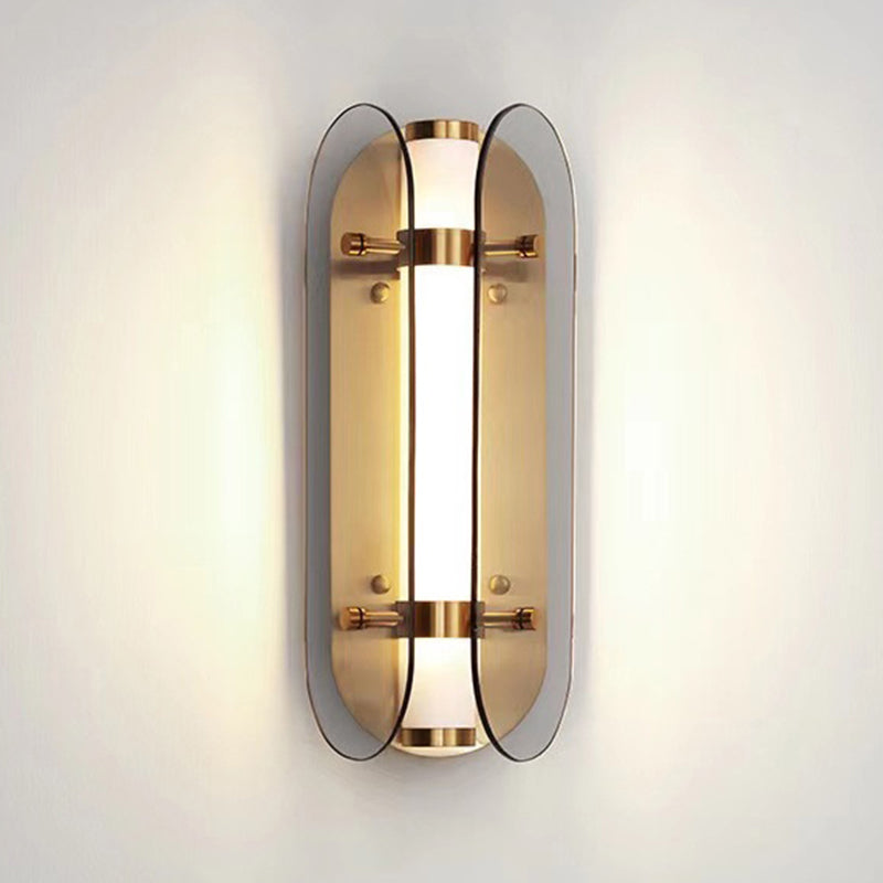 Modern Glass Wall Sconce Cylinder Shape Wall Light with Acrylic Shade for Living Room