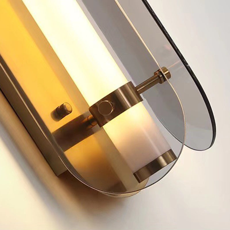 Modern Glass Wall Sconce Cylinder Shape Wall Light with Acrylic Shade for Living Room