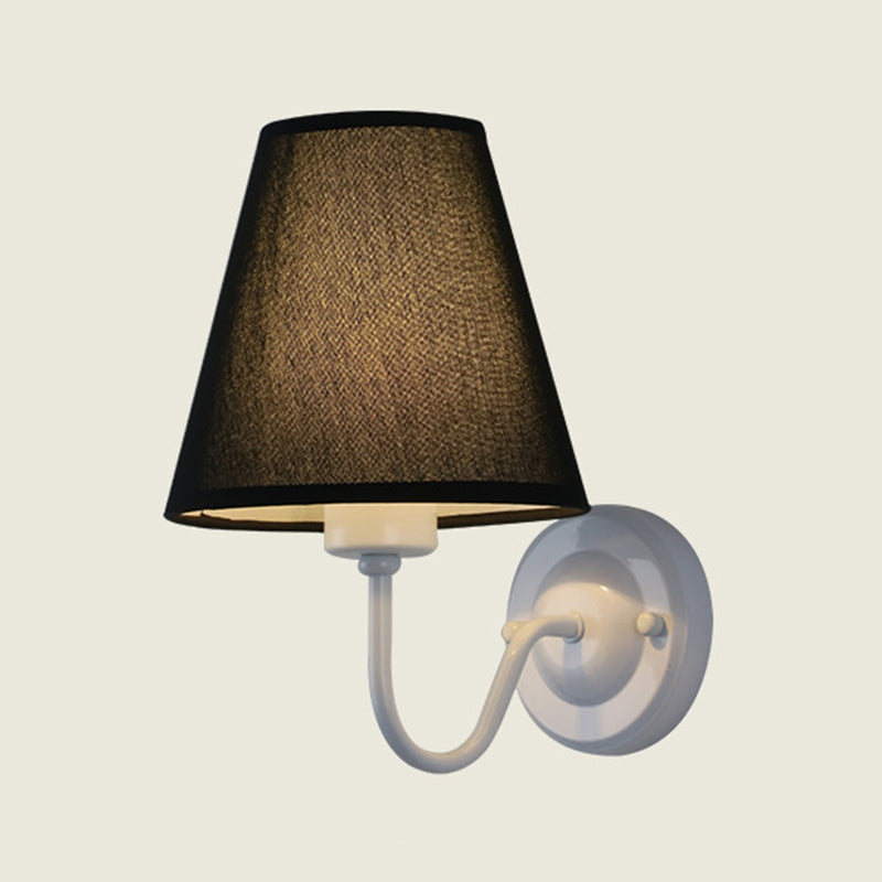 Modern Metal Wall Sconce Cone Shape Wall Light with Fabric Shade for Living Room