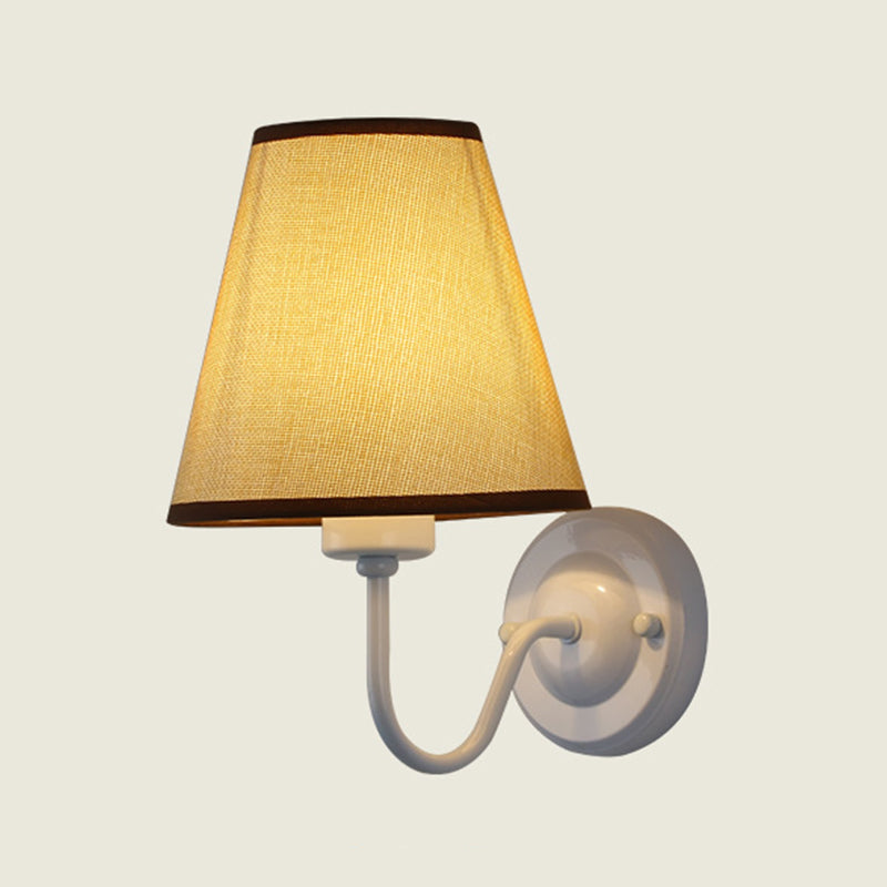 Modern Metal Wall Sconce Cone Shape Wall Light with Fabric Shade for Living Room